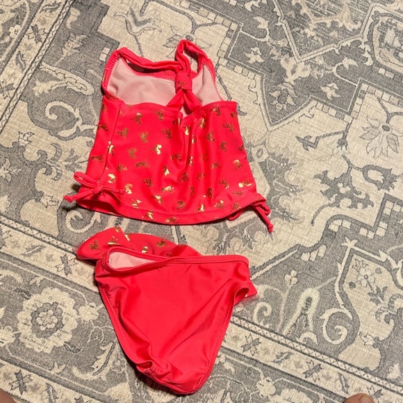 Coral and Gold Swimsuit Set. Baby girl size 12 months - Picture 4 of 4